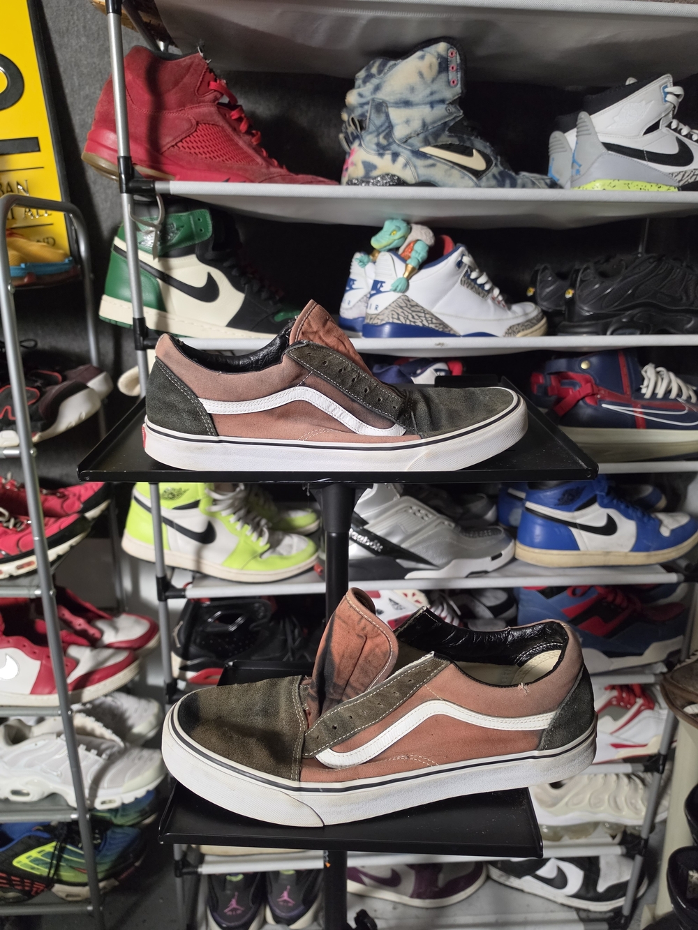 🔥 Vans Men Size 14 Two-Tone Canvas Slip-On Sneakers Rust Sienna and Olive